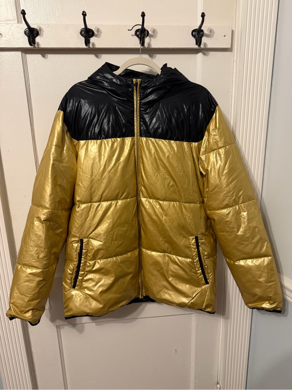 Men’s Alfani Black & Gold Colorblock Puffer Jacket
